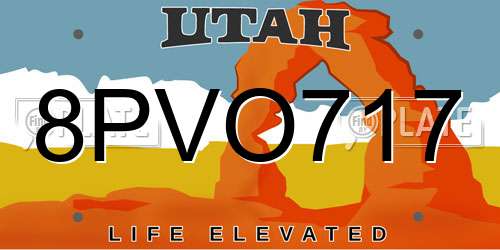 8PVO717 Utah License Plate