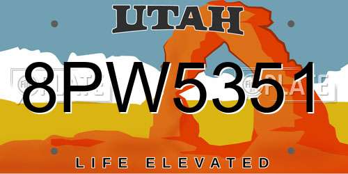 8PW5351 Utah License Plate
