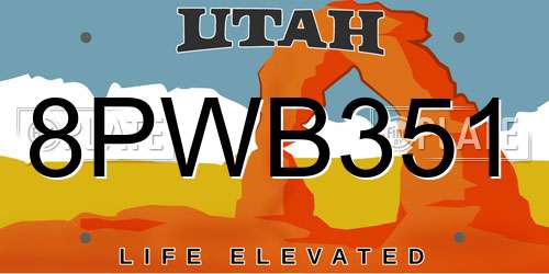 8PWB351 Utah License Plate