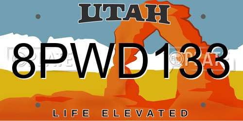 8PWD133 Utah License Plate