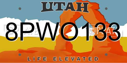 8PWO133 Utah License Plate