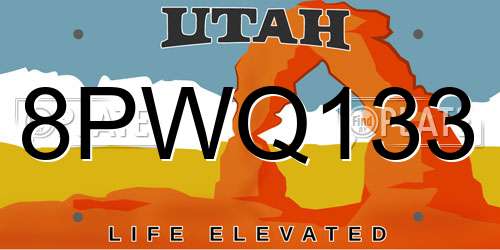 8PWQ133 Utah License Plate