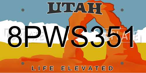 8PWS351 Utah License Plate