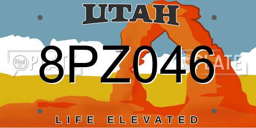 8PZ046 Utah License Plate