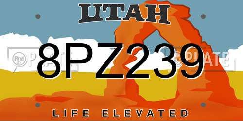 8PZ239 Utah License Plate