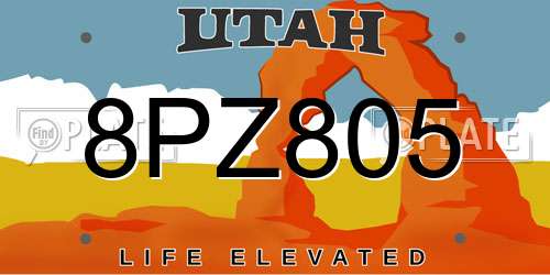 8PZ805 Utah License Plate