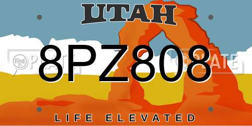 8PZ808 Utah License Plate