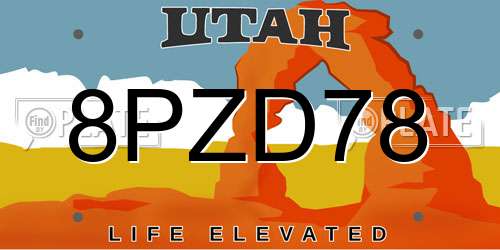 8PZD78 Utah License Plate