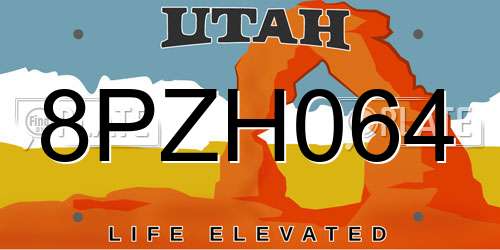 8PZH064 Utah License Plate
