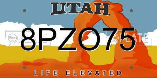 8PZO75 Utah License Plate