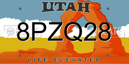 8PZQ28 Utah License Plate