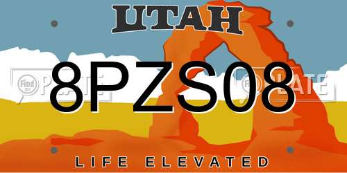 8PZS08 Utah License Plate