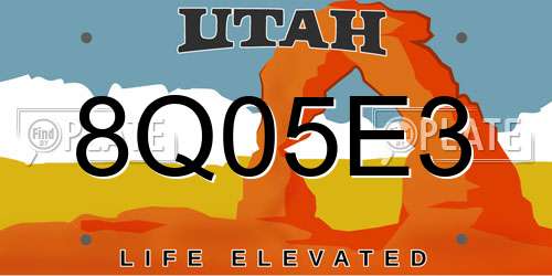 8Q05E3 Utah License Plate