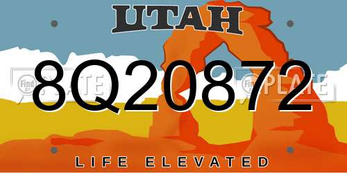 8Q20872 Utah License Plate
