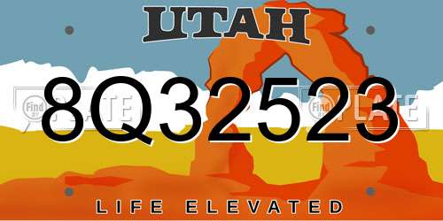8Q32523 Utah License Plate