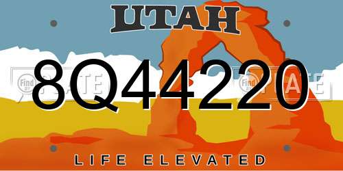 8Q44220 Utah License Plate