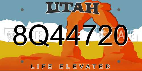 8Q44720 Utah License Plate
