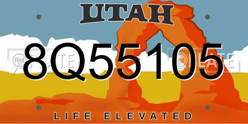8Q55105 Utah License Plate