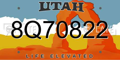 8Q70822 Utah License Plate