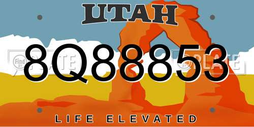 8Q88853 Utah License Plate