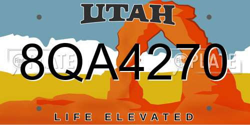 8QA4270 Utah License Plate