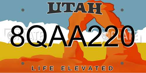 8QAA220 Utah License Plate