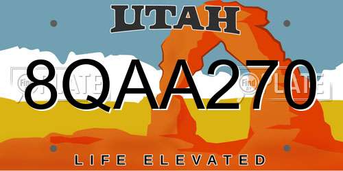 8QAA270 Utah License Plate