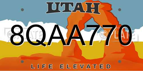 8QAA770 Utah License Plate