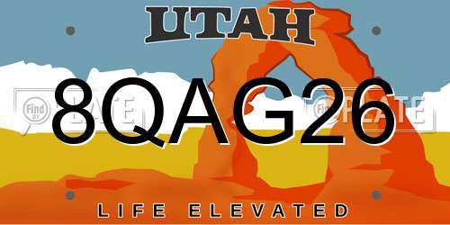 8QAG26 Utah License Plate