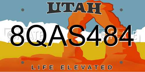 8QAS484 Utah License Plate