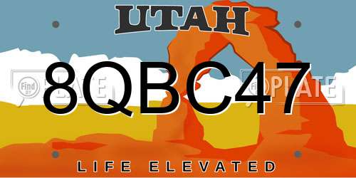 8QBC47 Utah License Plate