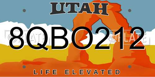 8QBO212 Utah License Plate