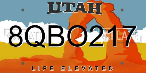 8QBO217 Utah License Plate