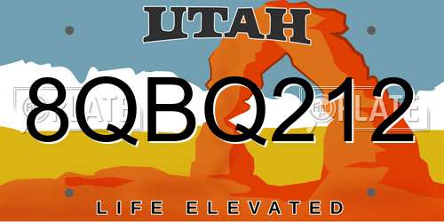 8QBQ212 Utah License Plate