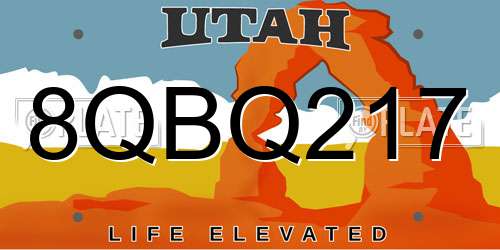 8QBQ217 Utah License Plate