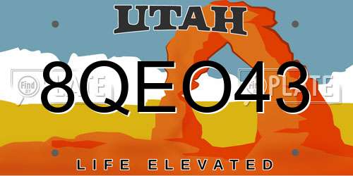 8QEO43 Utah License Plate