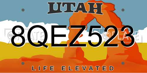 8QEZ523 Utah License Plate
