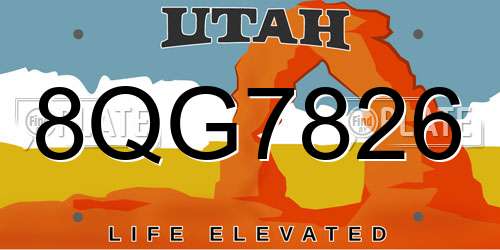 8QG7826 Utah License Plate