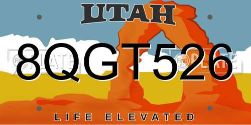 8QGT526 Utah License Plate