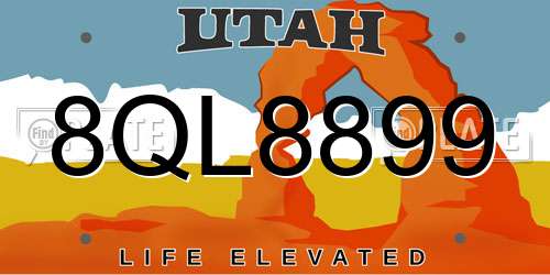 8QL8899 Utah License Plate