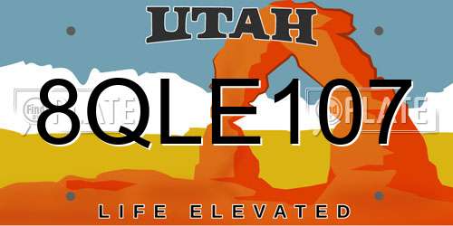 8QLE107 Utah License Plate