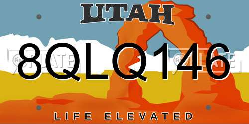 8QLQ146 Utah License Plate