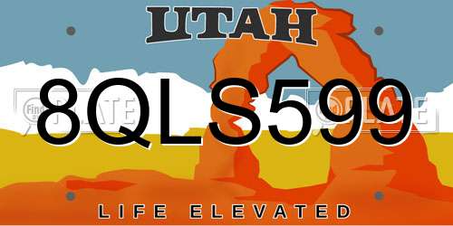 8QLS599 Utah License Plate