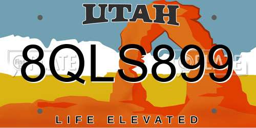 8QLS899 Utah License Plate