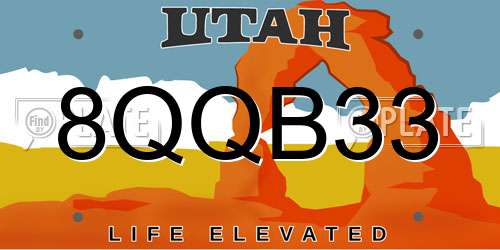 8QQB33 Utah License Plate