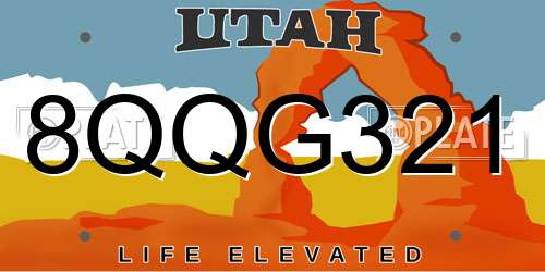 8QQG321 Utah License Plate