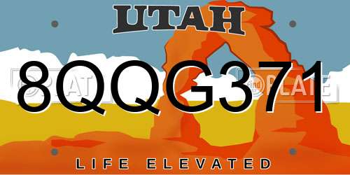 8QQG371 Utah License Plate