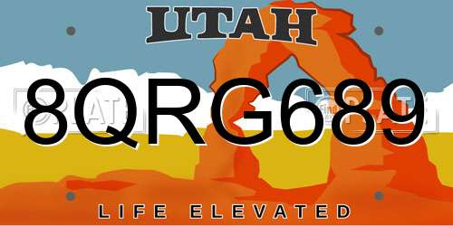 8QRG689 Utah License Plate