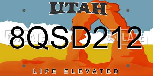 8QSD212 Utah License Plate