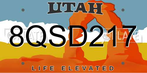 8QSD217 Utah License Plate